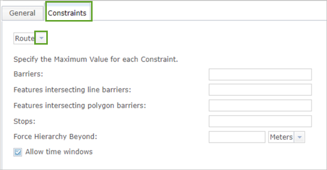 Constraints tab Constraints tab